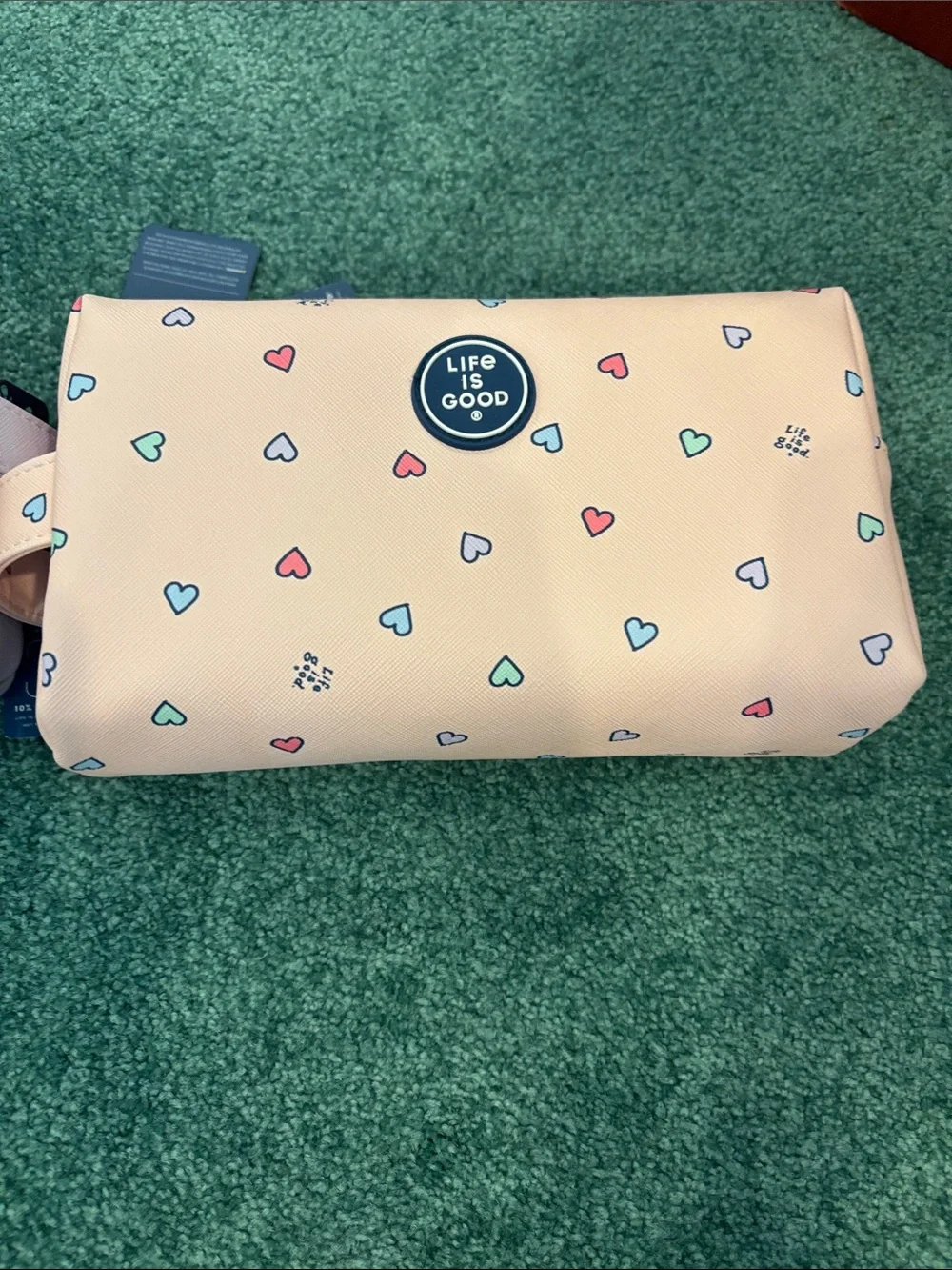 Life Is Good Toiletry Bag Bundle Pink Hearts &‎ Lavender Paw Print Travel Set